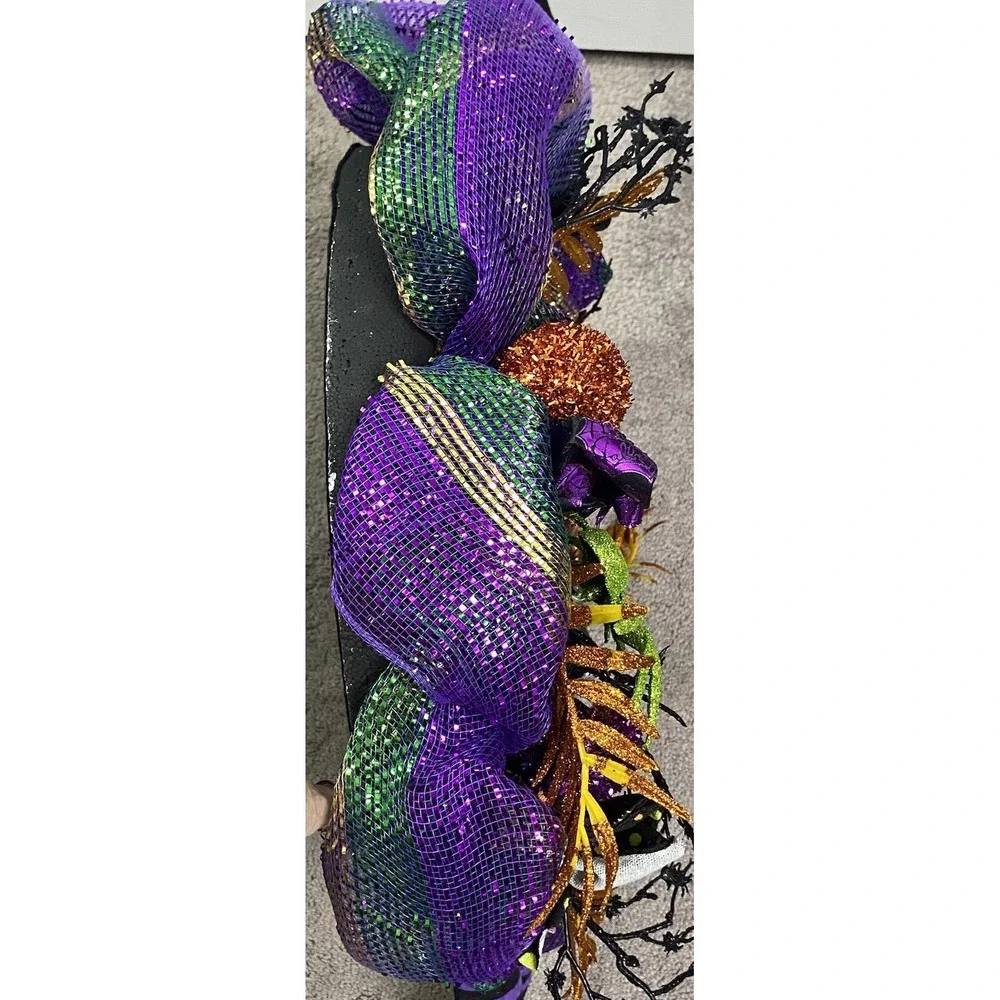 Halloween Decorative Wreath With Witch Legs Purple/Black&Orange 36
